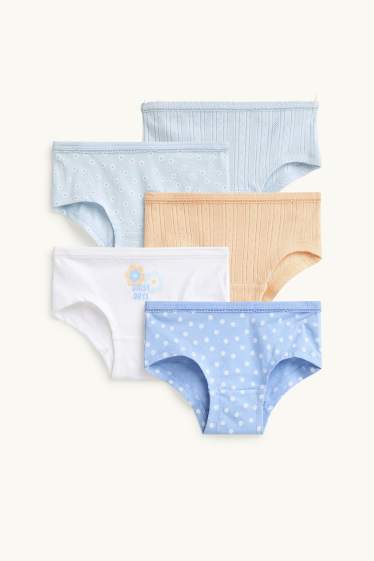 Enfants filles - Lot de 5 - fleur - shorty - bleu