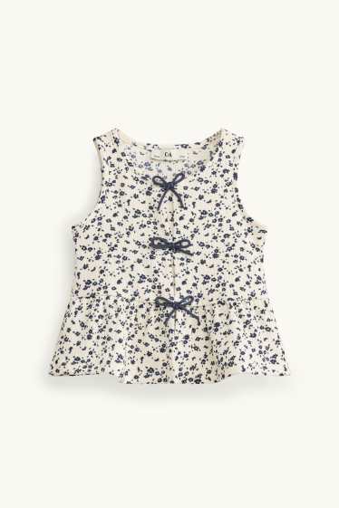 Kinderen: meisjes - Bloem - top - wit / blauw