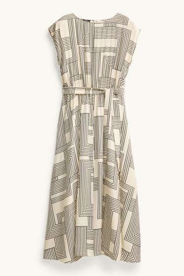 Damen - Midikleid - gemustert - strukturiert - weiß / schwarz