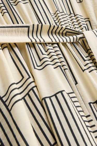 Damen - Midikleid - gemustert - strukturiert - weiß / schwarz