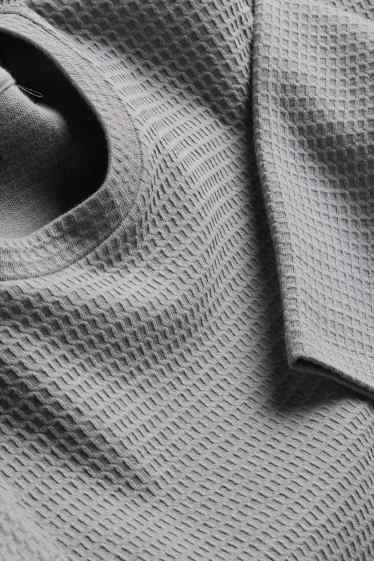 Pánské - Tričko - oversized - strukturované - šedá