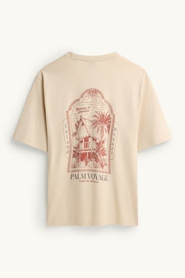 Heren - T-shirt - relaxed fit - beige