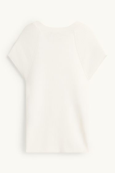 Dames - Gebreide trui - korte mouw - wit