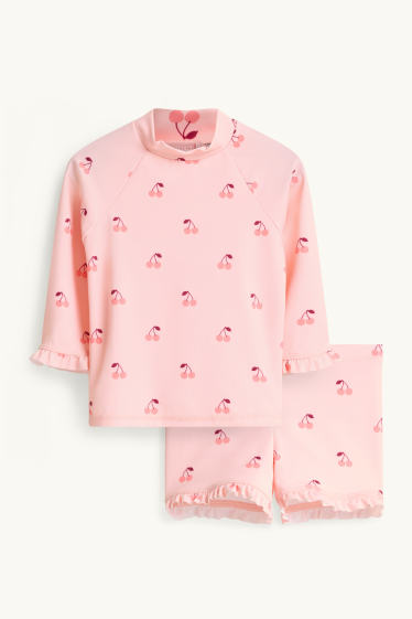 Baby: meisjes - Kers - babyzwempak - 2-delig - roze