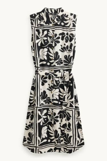 Women - Shirt dress - floral - black / white