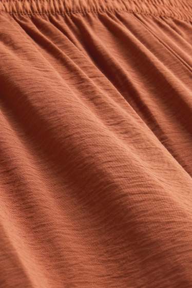 Femmes - Pantalon de bureau - high waist - wide leg - marron