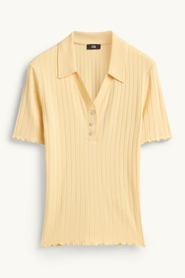 Donna - Polo - regular fit - a coste - giallo chiaro