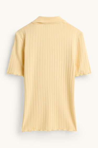 Donna - Polo - regular fit - a coste - giallo chiaro