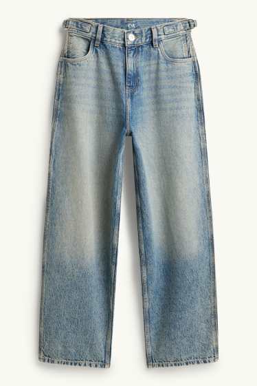 Kinder Mädchen - Wide Leg Jeans - Mid Waist - blau