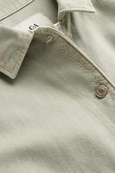 Femmes - Veste courte en jean - brodée - vert