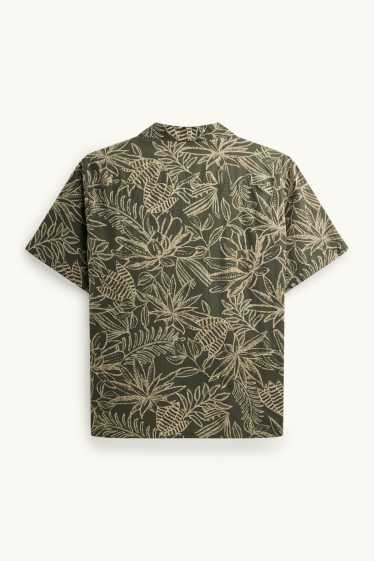 Home - Camisa - regular fit - coll solapa - estampada - verd