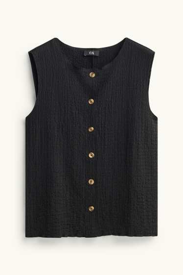 Femmes - Caraco - finition texturée - noir