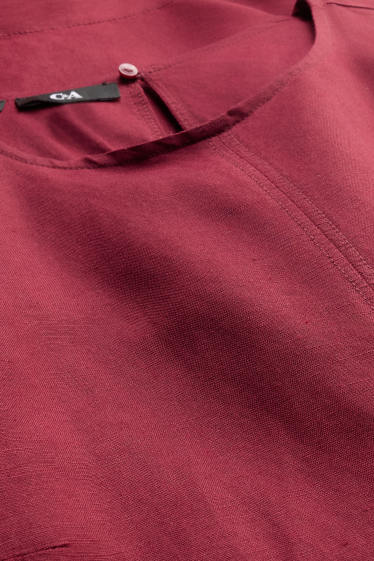 Damen - A-Linien Kleid - Leinen-Mix - dunkelrot