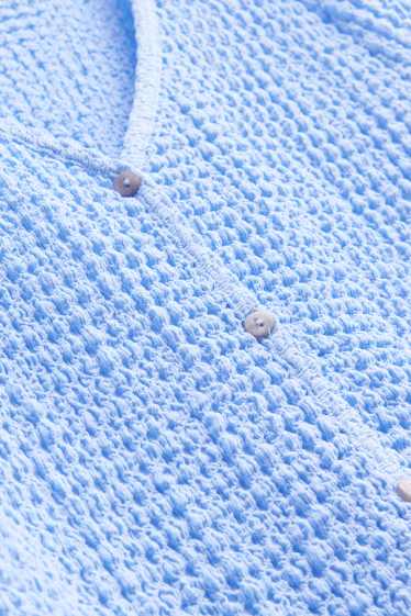 Damen - T-Shirt mit V-Ausschnitt und Knopfleiste - Regular Fit - blau