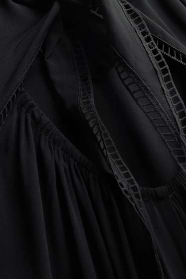 Dames - Jurk met V-hals - straight fit - zwart