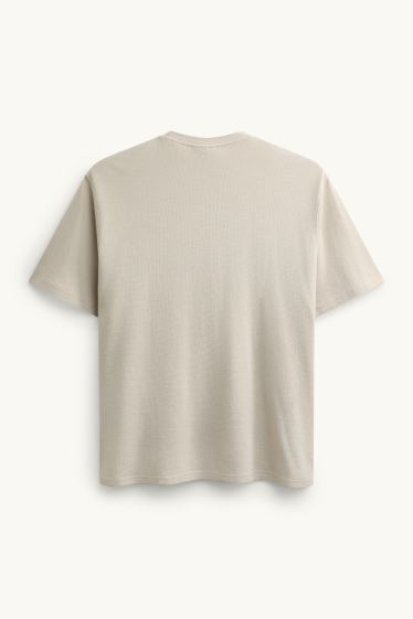 Herren - T-Shirt - Relaxed Fit - gerippt - beige
