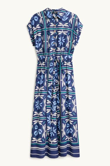 Femmes - Robe-chemisier en viscose - à motif - bleu foncé
