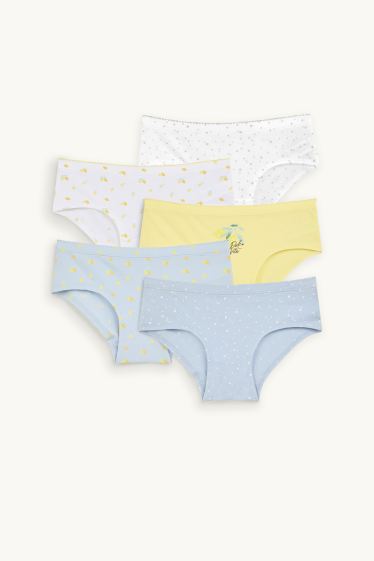 Enfants filles - Lot de 5 - citrons - shortys - bleu