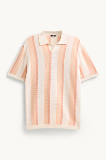 Uomo - Polo in maglia - regular fit - a righe - tessuto tramato - arancione