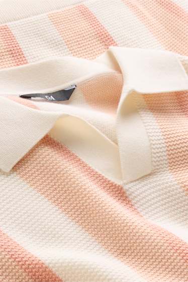 Uomo - Polo in maglia - regular fit - a righe - tessuto tramato - arancione