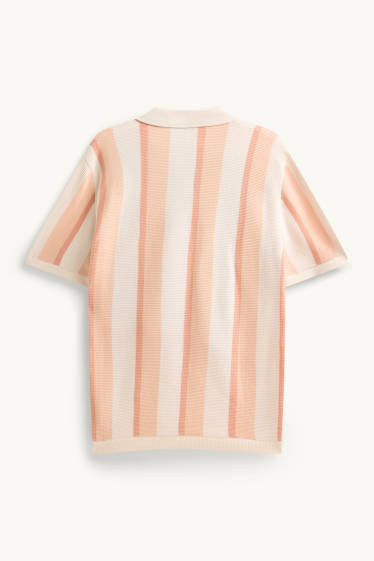 Uomo - Polo in maglia - regular fit - a righe - tessuto tramato - arancione