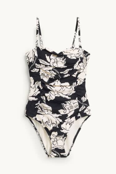 Women - Shaping swimsuit with gather - padded - LYCRA® XTRA LIFE™ - black