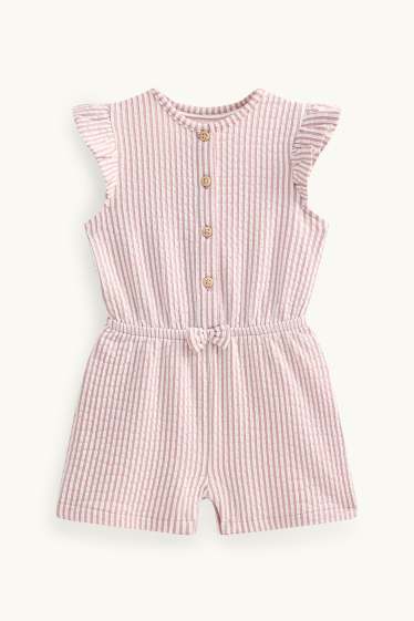 Baby Mädchen - Baby-Jumpsuit - gestreift - strukturiert - weiss