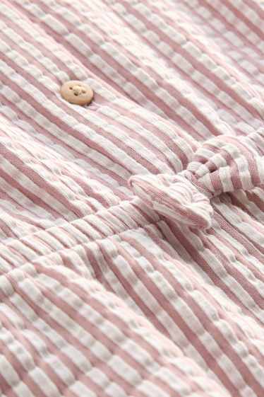 Baby Mädchen - Baby-Jumpsuit - gestreift - strukturiert - weiss