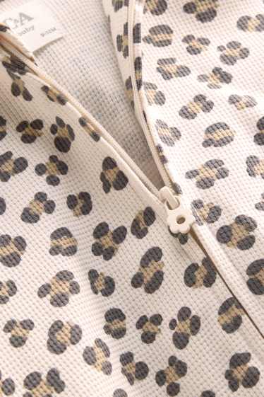 Miminka - dívky - Leopardí vzor - tepláková bunda s kapucí pro miminka - strukturovaná - béžová