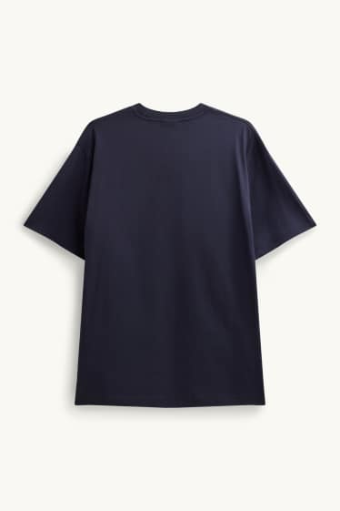 Hommes - T-shirt - relaxed fit - bleu foncé