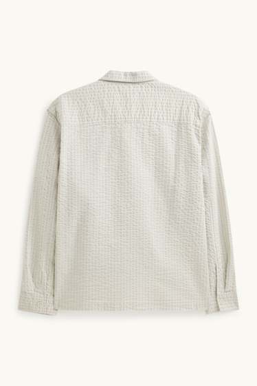 Herren - Hemd - Relaxed Fit - Kent - strukturiert - cremeweiß