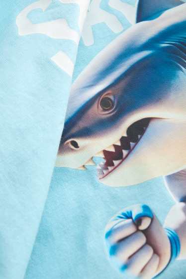 Kinder Buben - Hai - Kurzarmshirt - hellblau
