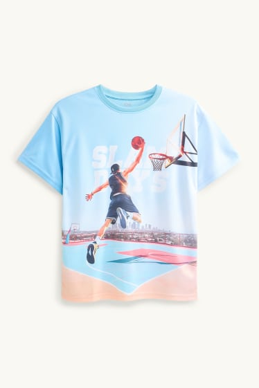 Kinder Buben - Basketball - Kurzarmshirt - hellblau
