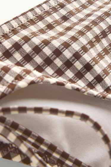 Damen - Bikini-Hose - Low Waist - LYCRA® XTRA LIFE™ - kariert - braun