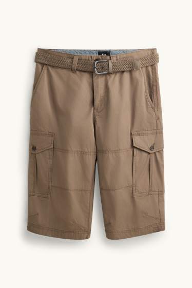 Hommes - Bermuda cargo à ceinture - marron