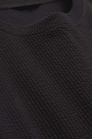 Heren - T-shirt - regular fit - met structuur - zwart