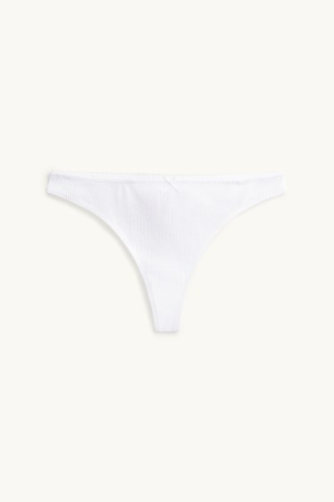 Damen - Pointelle-String - weiß