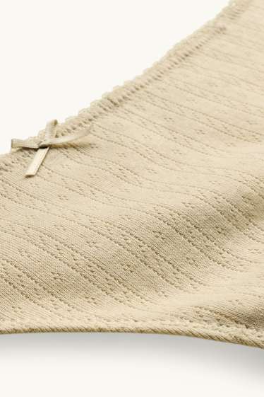 Damen - Pointelle-String - beige