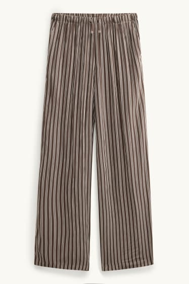 Kinder Mädchen - Stoffhose - gestreift - braun