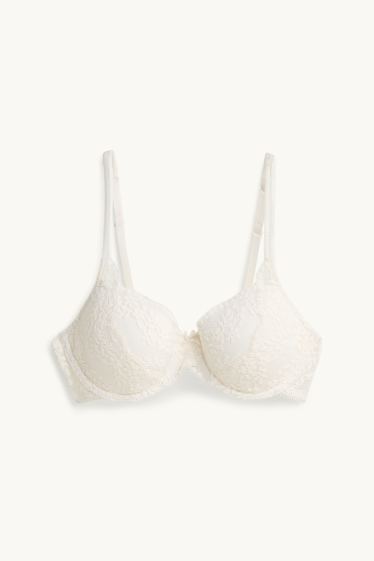 Femei - Sutien cu armătură - DEMI - vătuit - alb