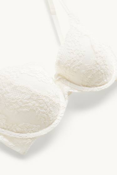 Femei - Sutien cu armătură - DEMI - vătuit - alb