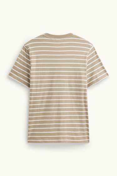 Hombre - Camiseta - regular fit - de rayas - beis