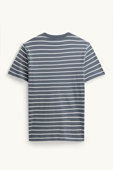 Pánské - Tričko - regular fit - pruhované - šedá