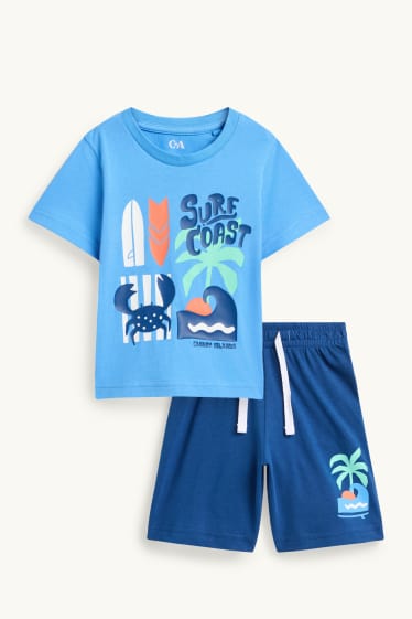 Děti - chlapci - Surf a moře - letní pyžamo - 2dílné - modrá