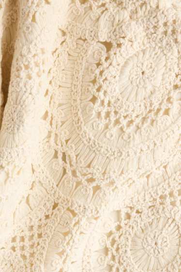 Damen - Crochet-Minirock - strukturiert - beige