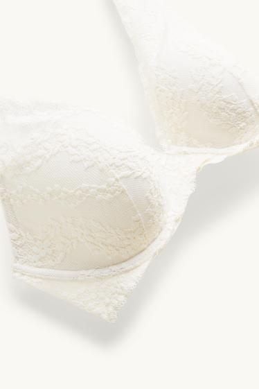 Dames - BH met beugels - PLUNGE - voorgevormd - wit