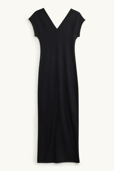 Femmes - Robe bodycon - finition côtelée - noir