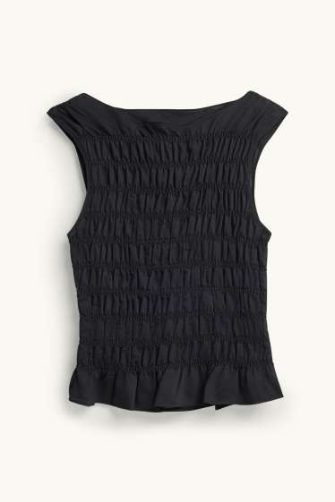 Femmes - Chemisier - finition smockée - noir