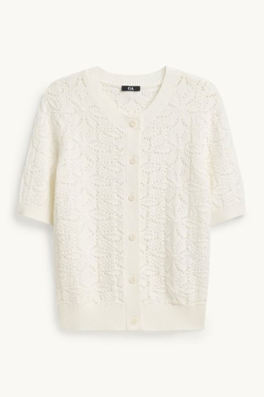 Damen - Strickjacke - strukturiert - cremefarben