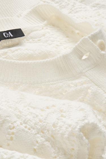 Damen - Strickjacke - strukturiert - cremefarben